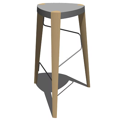Modern Bar Stool With Wooden Legs And Metal Frame For Kitchen Bar Use 3d model