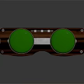 Vintage Steampunk Goggles with Wooden Frame Green Lenses and Black Leather Strap