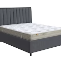Modern Double Bed With Gray Vertical Striped Headboard And White Patterned Mattress 3d model