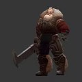 Game Movie Character Warrior In Fur Trimmed Armor With Battle Axe And Muscular Build