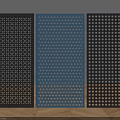 Three Decorative Fence Panels with Perforated Patterns in Black and Blue