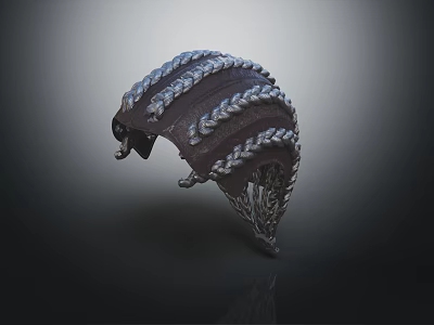 Intricate Braided Metal Helmet Design With Decorative Patterns And Shiny Finish 3d model