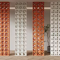Silent partition hollow brick screen partition wall porch 3d model