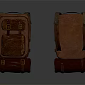 Vintage Brown Leather Travel Backpacks With Adjustable Straps And Rolled Blanket
