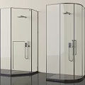 Modern Glass Shower Enclosure With Sleek Shower Head And Handheld Sprayer