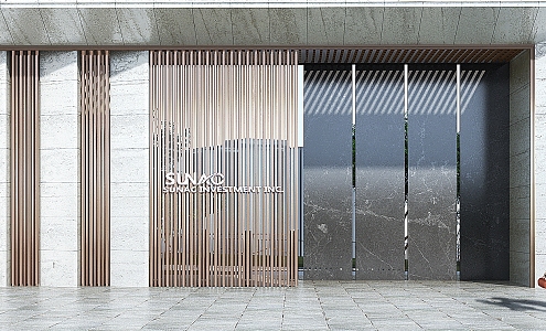 The main entrance gate of a modern entrance to a small area 3d model