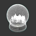 Plant Painting Themed Snow Globe With Small House And Pine Trees