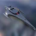 Modern Futuristic Yacht With Streamlined Metallic Hull Red Stripe And Sleek Design