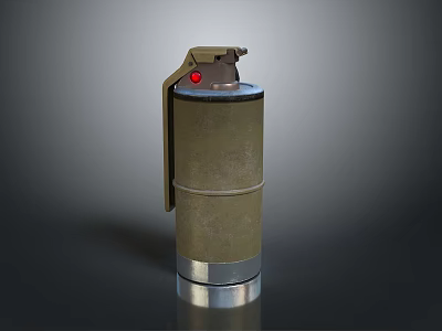 Green Military Hand Grenade With Silver Base And Red Button Design 3d model