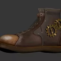 Classic Brown Leather Boots Featuring Lace Up Design And Shiny Toe For Daily Wear