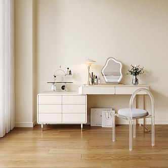 Modern dresser cream dresser table and chair combination 3d model