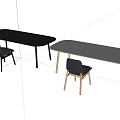Modern Gray Table and Chair Set With Comfortable Backrest Chairs And Rectangular Dining Table 3d model
