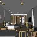 Hotel Room Interior Design With Cozy Bed Wooden Wardrobe TV And Round Table