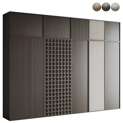 Modern Background Wall With Wood Grain Perforated Panel And Light Colored Material 3d model