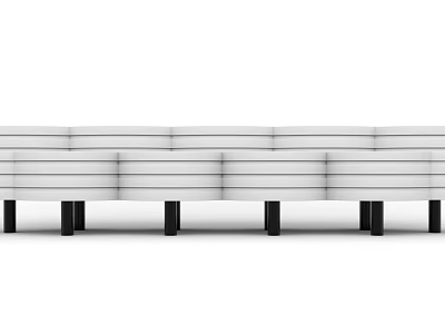 Road Safety Guardrail In White With Black Support Posts For Traffic Protection 3d model