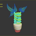 Eco Friendly Lighting Combination With Green Spiral Bulb And Decorative Leaves Design