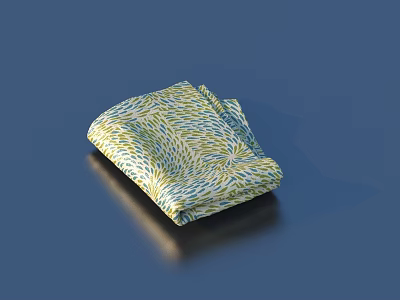 Folded Decorative Fabric With Yellow Green Blue Linear Pattern On Dark Blue Background 3d model
