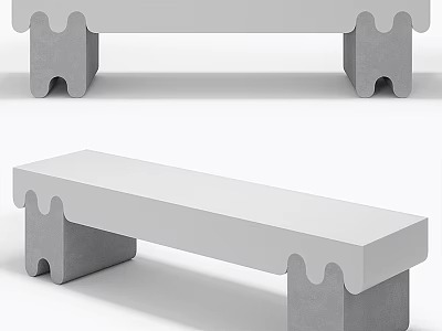Sleek Outdoor Public Bench With Concrete Structure And Unique Leg Design 3d model