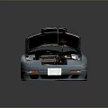 High Quality Car Parts Including Engine Components Under Open Automobile Hood