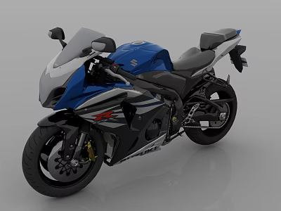Sporty Suzuki Motorcycle With Blue And Black Streamlined Design And Modern Stripes 3d model