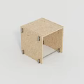 Simple Square Wooden Stool With Particleboard Surface And Metal Joints 3d model
