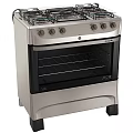 Stainless Steel Freestanding Kitchen Cooker With Oven And Control Knobs 3d model