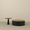 Two Modern Round Coffee Tables With Pedestal And Ribbed Base Design 3d model