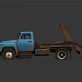 Blue Tow Truck With Flatbed And Crane For Vehicle Recovery