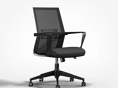Black Mesh Back Office Chair with Padded Seat Armrests and Five Point Base Casters 3d model