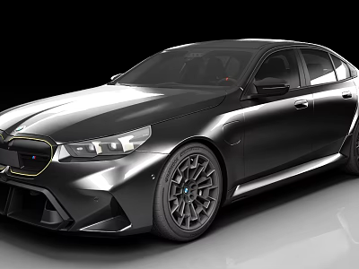 Black BMW Sporty Sedan Car With Aerodynamic Body And Stylish Alloy Wheels 3d model