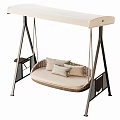Outdoor Hanging Chair with Canopy Rattan Seat Metal Frame and Soft Cushions