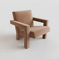 Velvet Upholstered Beige Accent Chair with Square Arms and Minimalist Design