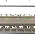 Modern Wooden Conference Table With Surrounding Chairs And Green Plant Decor