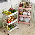 Multi Tiered Rolling Storage Racks For Kitchen Fruits Vegetables Condiments And Cookware 3d model