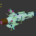 Modern Military Weapon With Blue Green Exterior Multiple Components And Navigation Antenna