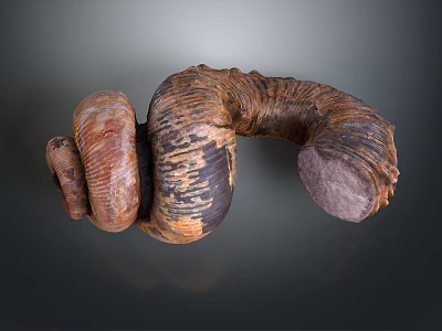 Aquatic Animal Fossil With Curved Ringed Segmented Structure Brown Gray Coloration 3d model