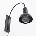 Modern Black Wall Lamp With Curved Arm And Dome Shade Design