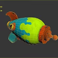Colorful Toy Bomb Weapon Featuring Blue Green Orange Splatter Design
