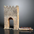 Medieval Stone Tower Structure With Crenellated Top Archway And Studio Sign
