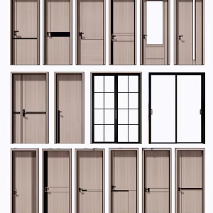 Modern swing door combination 3d model