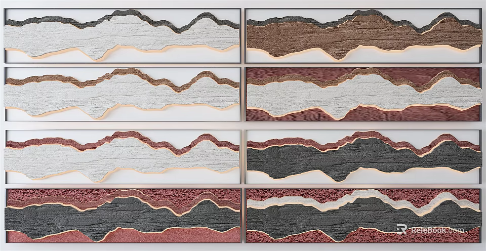 Modern 3D Wall Decor With Wavy Texture And Various Color Patterns For Home Decoration 3d model