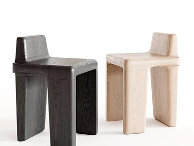 Modern Leisure Chairs in Black and Beige with Square Legs and Minimalist Design 3d model