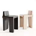Modern Leisure Chairs in Black and Beige with Square Legs and Minimalist Design