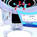 Modern ChiVO Diagnostics Exhibition Booth With Curved Design Blue White Tones And Displays