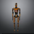 Orange Black Robot Design With Mechanical Joints And Chest Display Panel