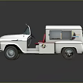 Vintage White Mini Truck With Open Door And Red Seats Design
