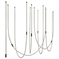 Elegant Modern Linear Chandelier Featuring Sleek Curved Metal Lines Design 3d model