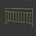 Red Metal Railing With Worn Surface And Square Base On Black Reflective Ground 3d model