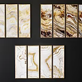Gold Framed Marble Texture Wall Art With White Brown Gold Patterns For Interior Decor 3d model