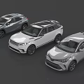Three Modern SUV Cars In Silver White Gray With Sleek Exterior Design Features